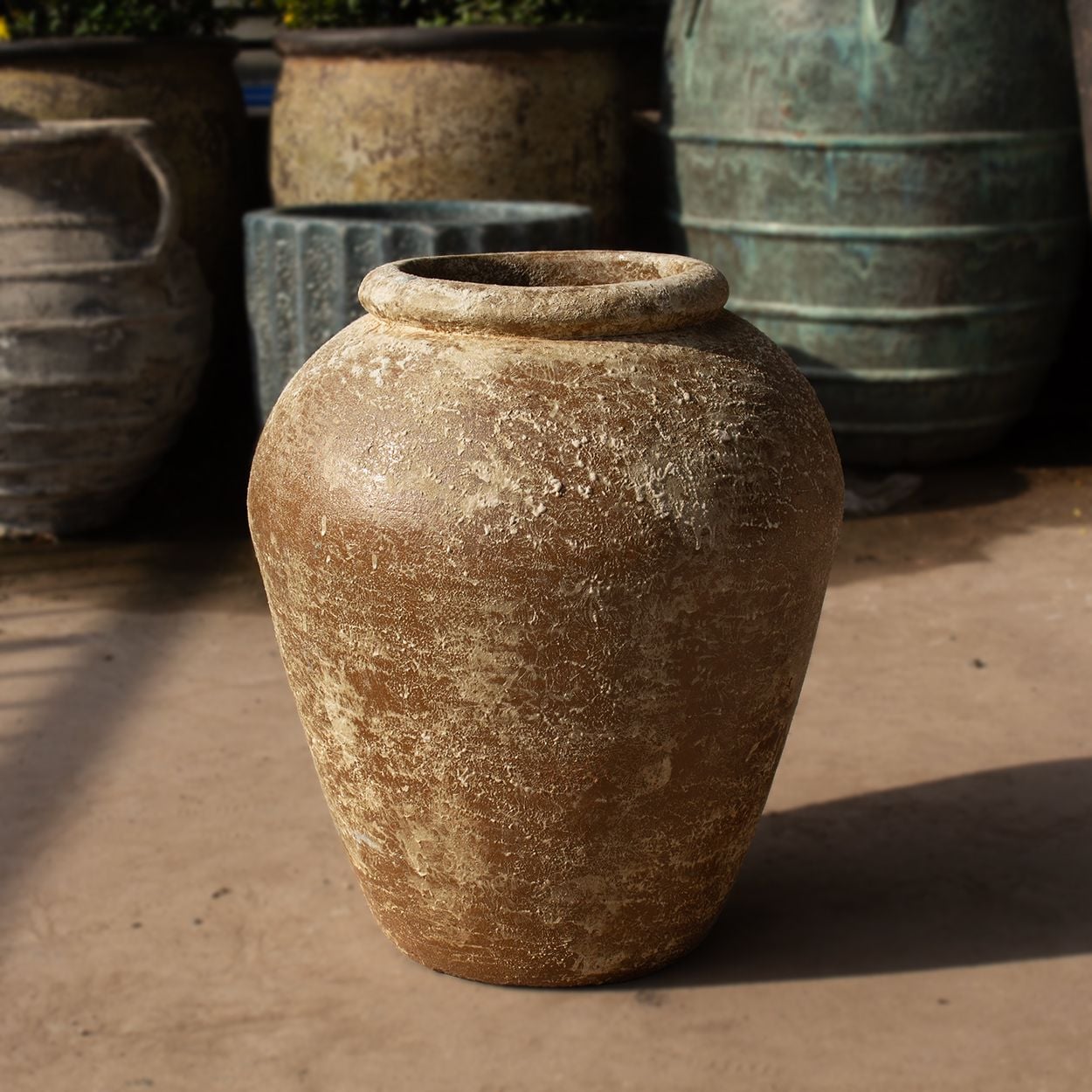 Rustic Ceramic Jar Planter with Antique Brown Finish | AUV127 