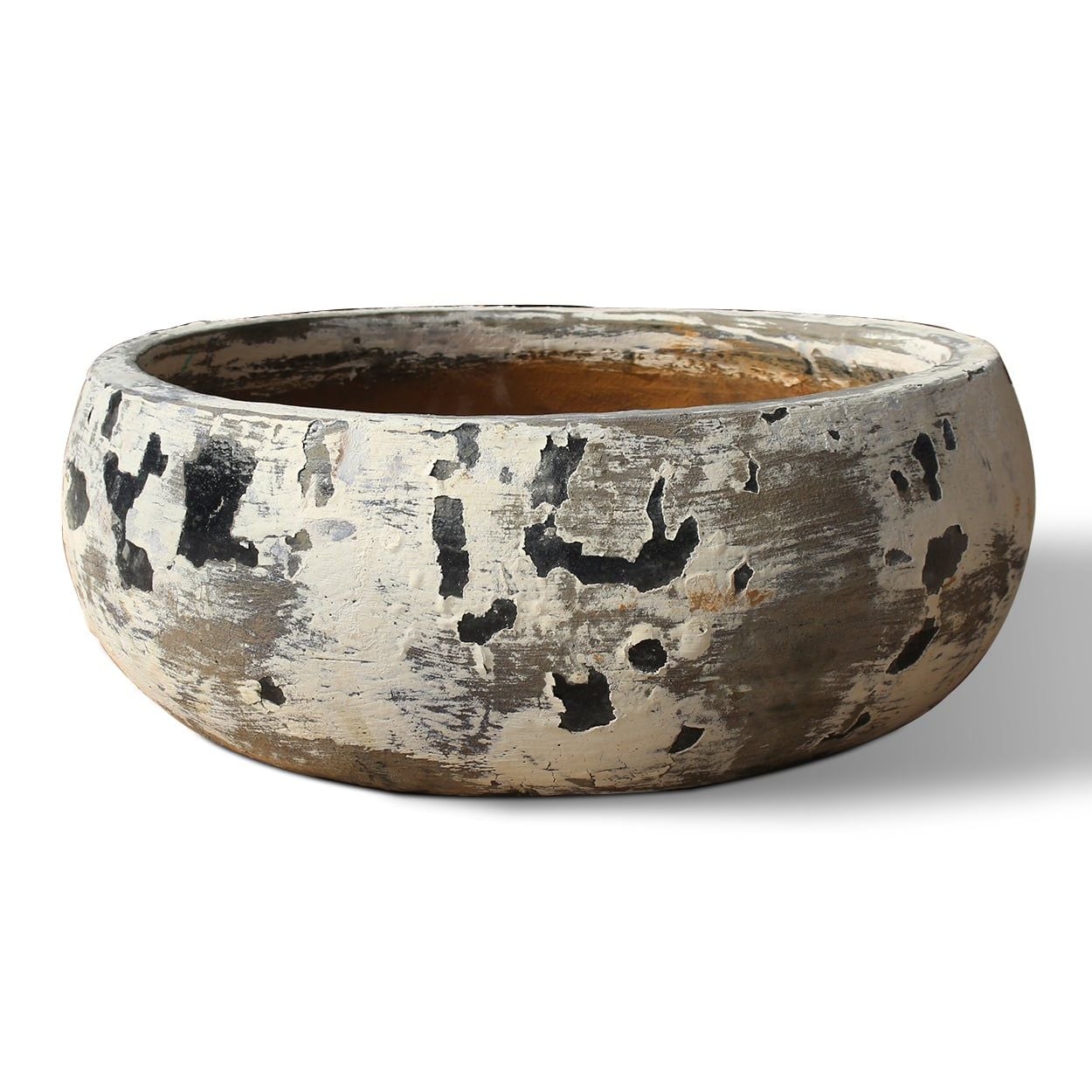  Ceramic Oval Low Bowl Planter with Distressed Monochrome Finish | AUV128 