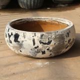  Ceramic Oval Low Bowl Planter with Distressed Monochrome Finish | AUV128 