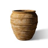  Ceramic Ribbed Barrel Planter – Antique Ochre Finish | AUV129 