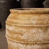  Ceramic Ribbed Barrel Planter – Antique Ochre Finish | AUV129 