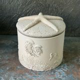  Ocean Life Relief Cement Candle Jar with Starfish Lid | AUC006 
