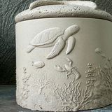  Ocean Life Relief Cement Candle Jar with Starfish Lid | AUC006 