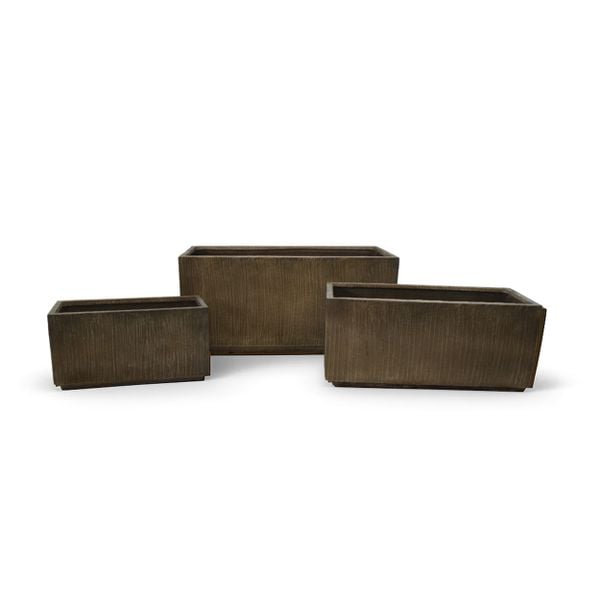 Rectangular Rust-Effect Fiberstone Planter