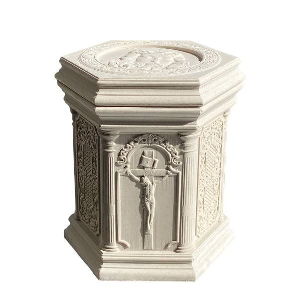  Religious Relief Cement Candle Jar with Lid | AUC005 