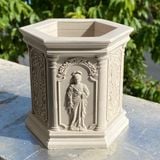  Religious Relief Cement Candle Jar with Lid | AUC005 