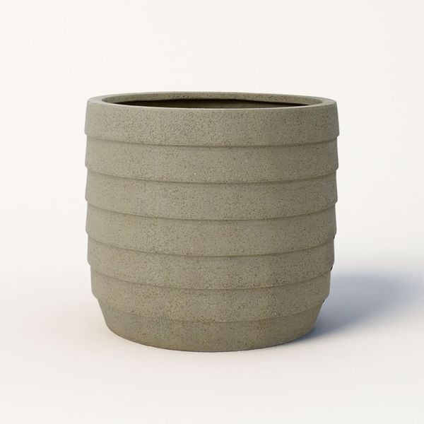 Ribbed Tapered Fiberstone Planter