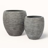  Ripple Texture Egg-Shaped Fiberstone Planter | AUFS166 