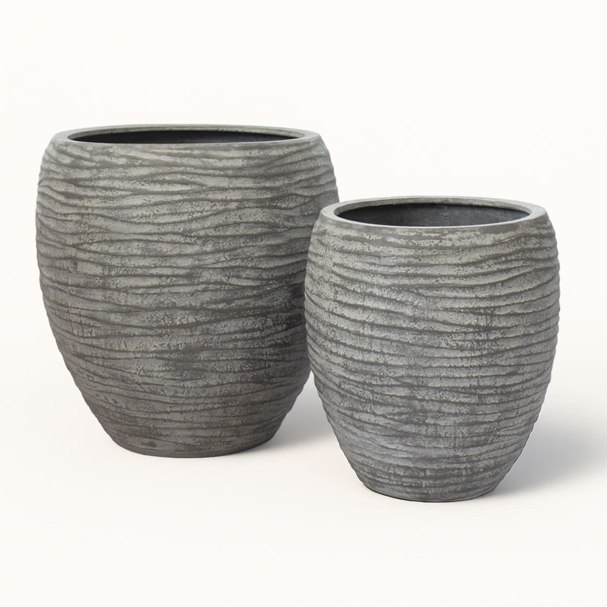  Ripple Texture Egg-Shaped Fiberstone Planter | AUFS166 