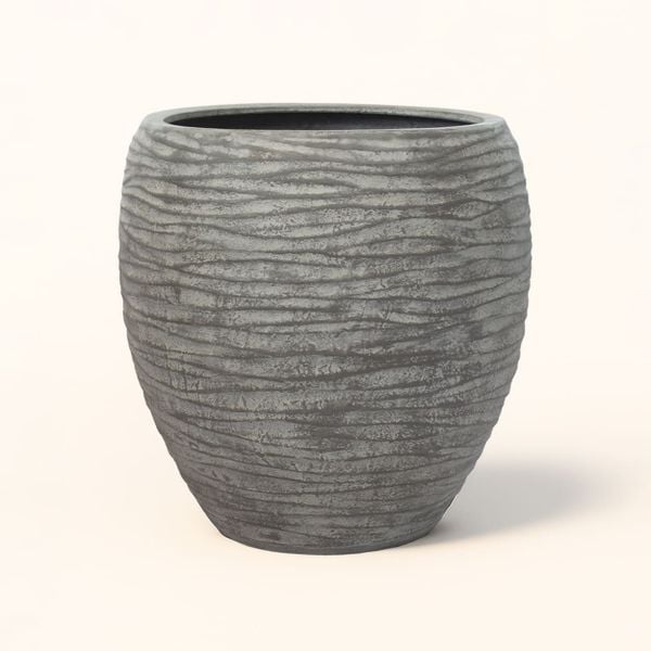 Ripple Texture Egg-Shaped Fiberstone Planter