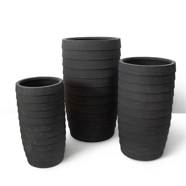 Tall Ribbed Fiberstone Planter