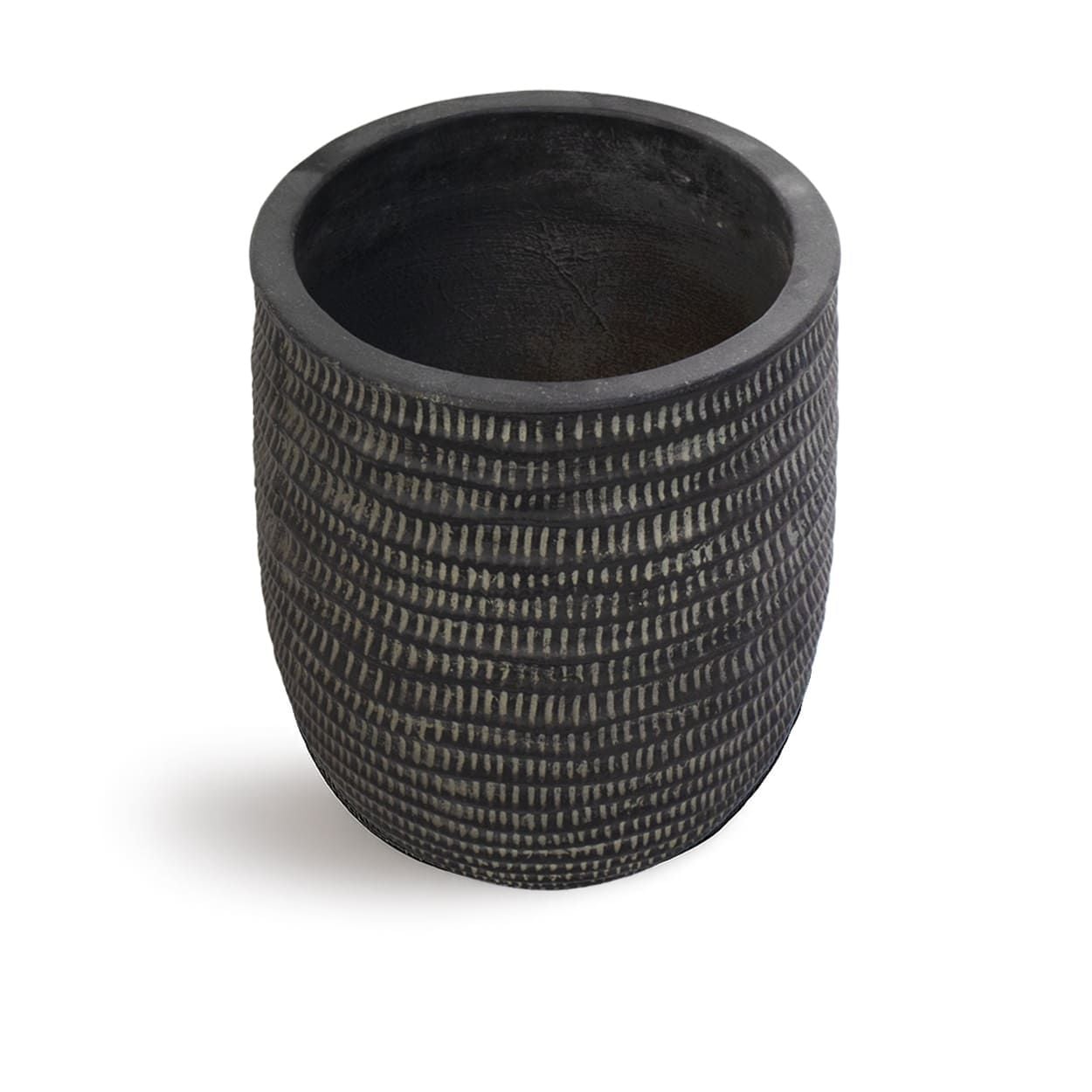  Tall Textured Black Fiberstone Planter | AUFS176 