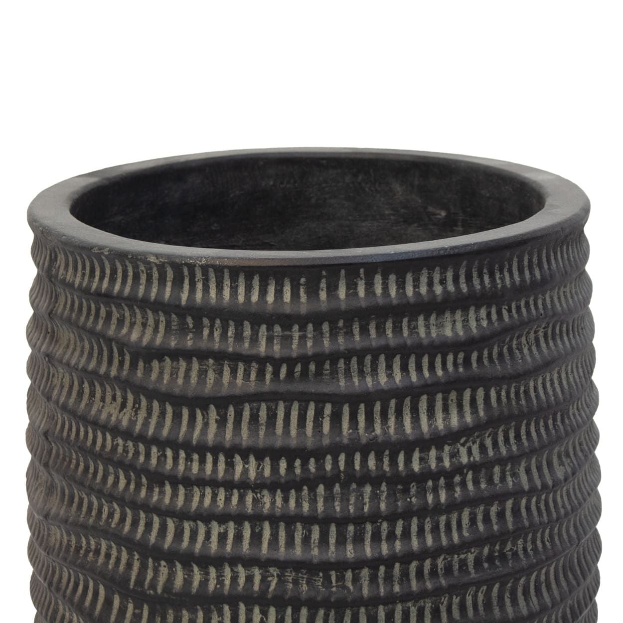  Tall Textured Black Fiberstone Planter | AUFS176 