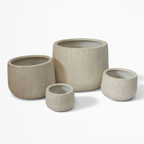 Textured Round Fiberstone Planter