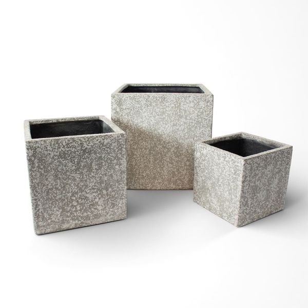 Textured Square Fiberstone Planter