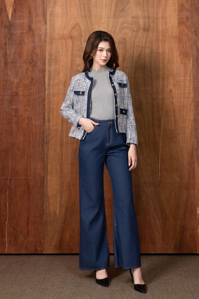 ÁO DẠ PHỐI KHUY KIM LOẠI AK66122