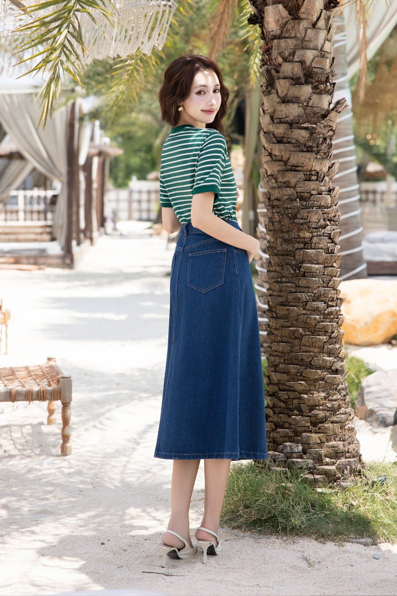 ÁO PHÔNG KẺ XANH TS60232