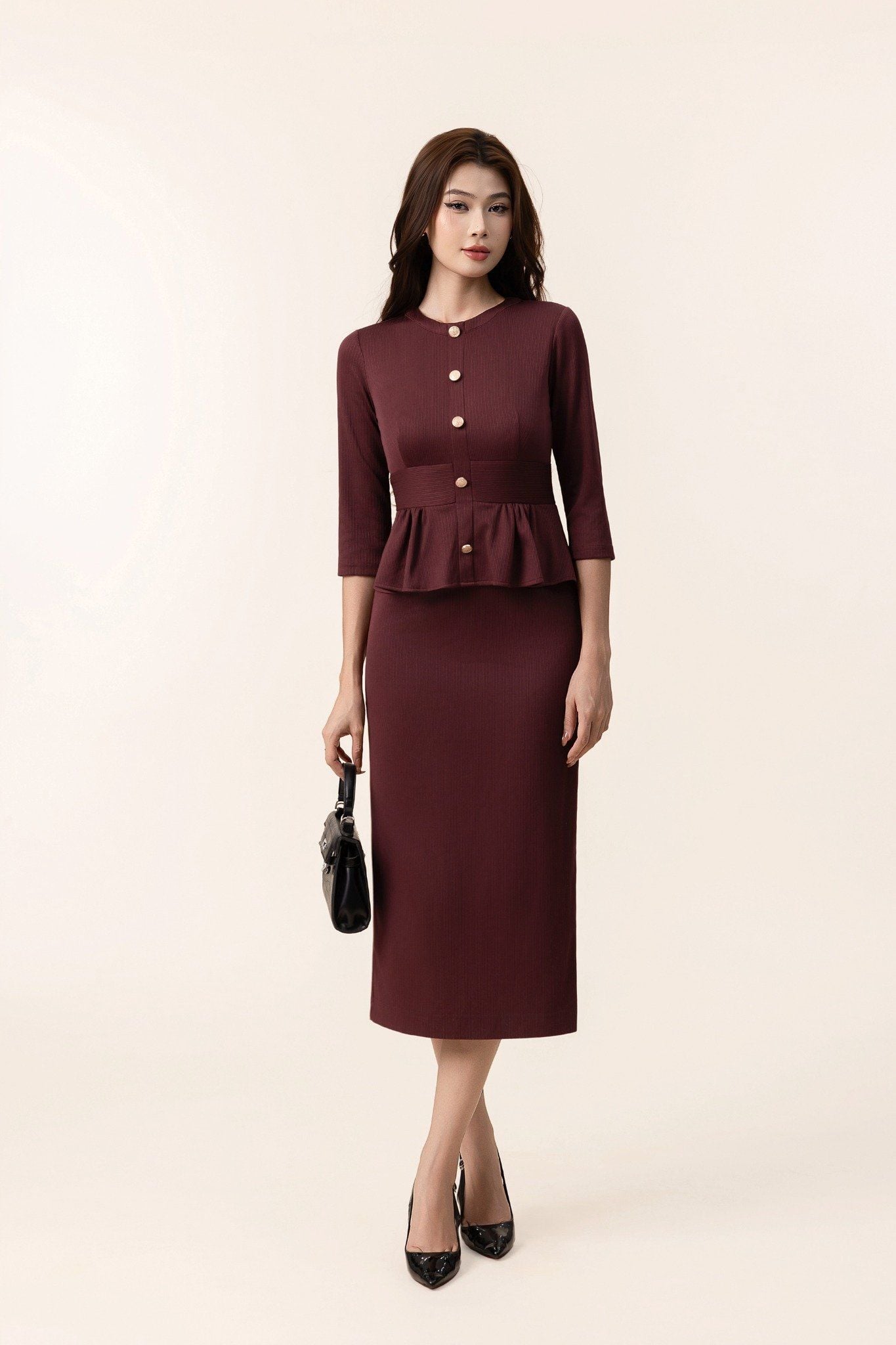 ĐẦM LIỀN PEPLUM D07692