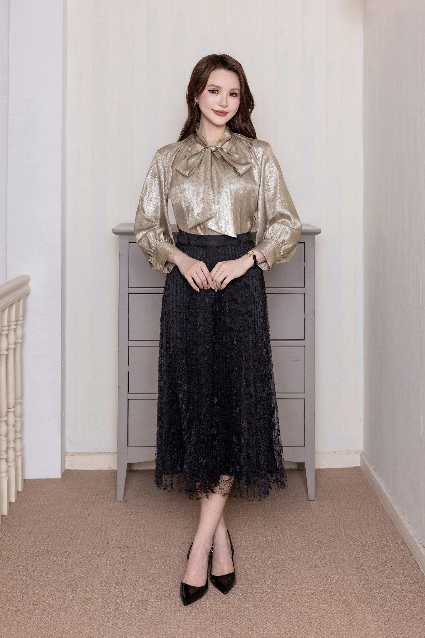 ÁO LỤA CỔ NƠ SM04462