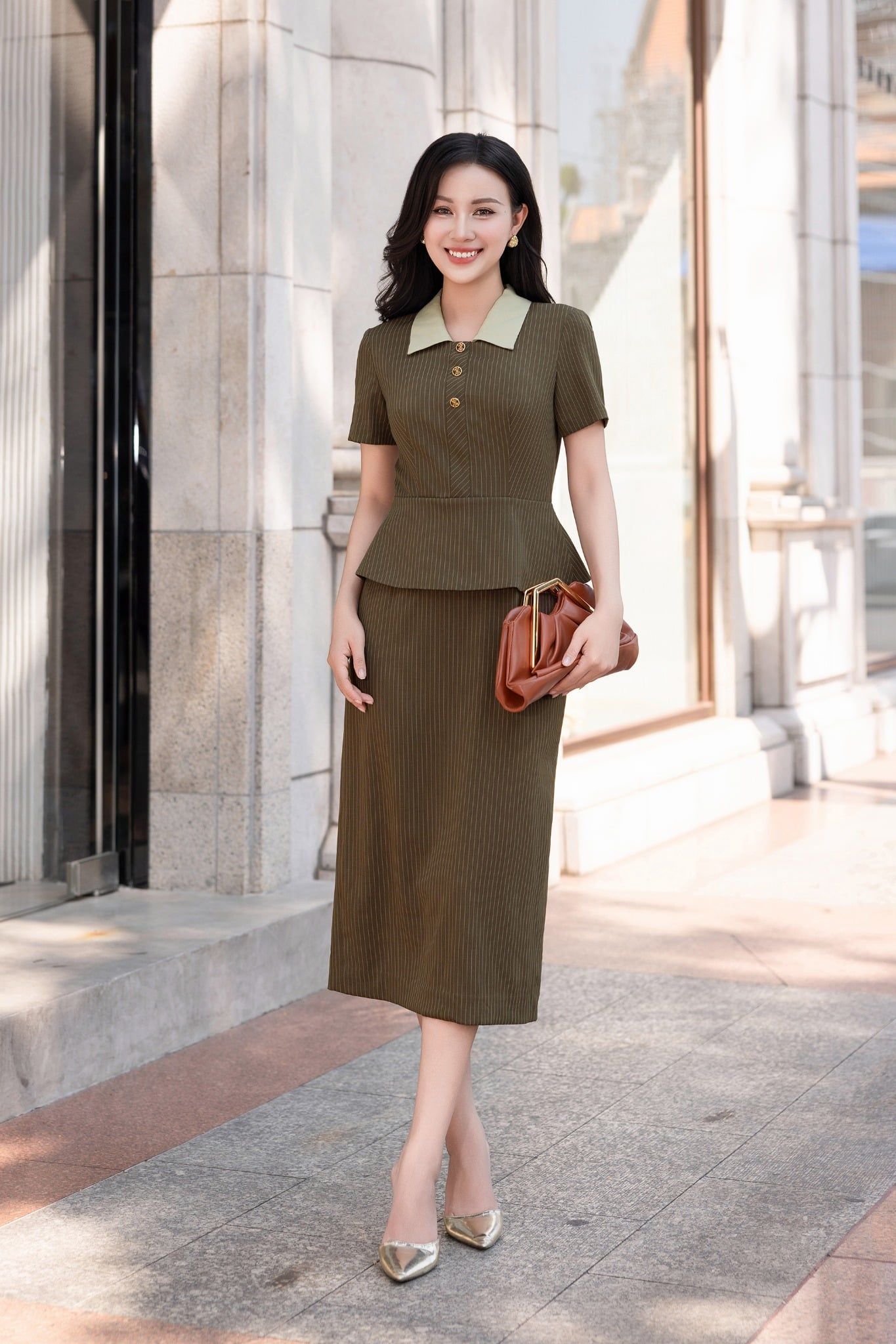 ĐẦM PEPLUM KẺ D10902