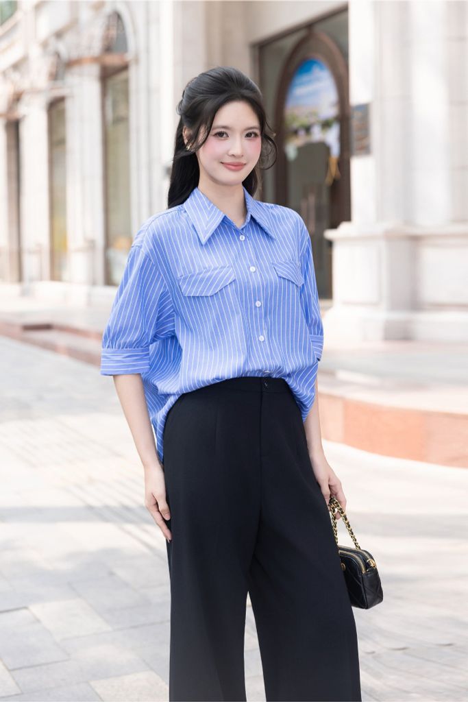 SƠ MI XANH KẺ SM62242