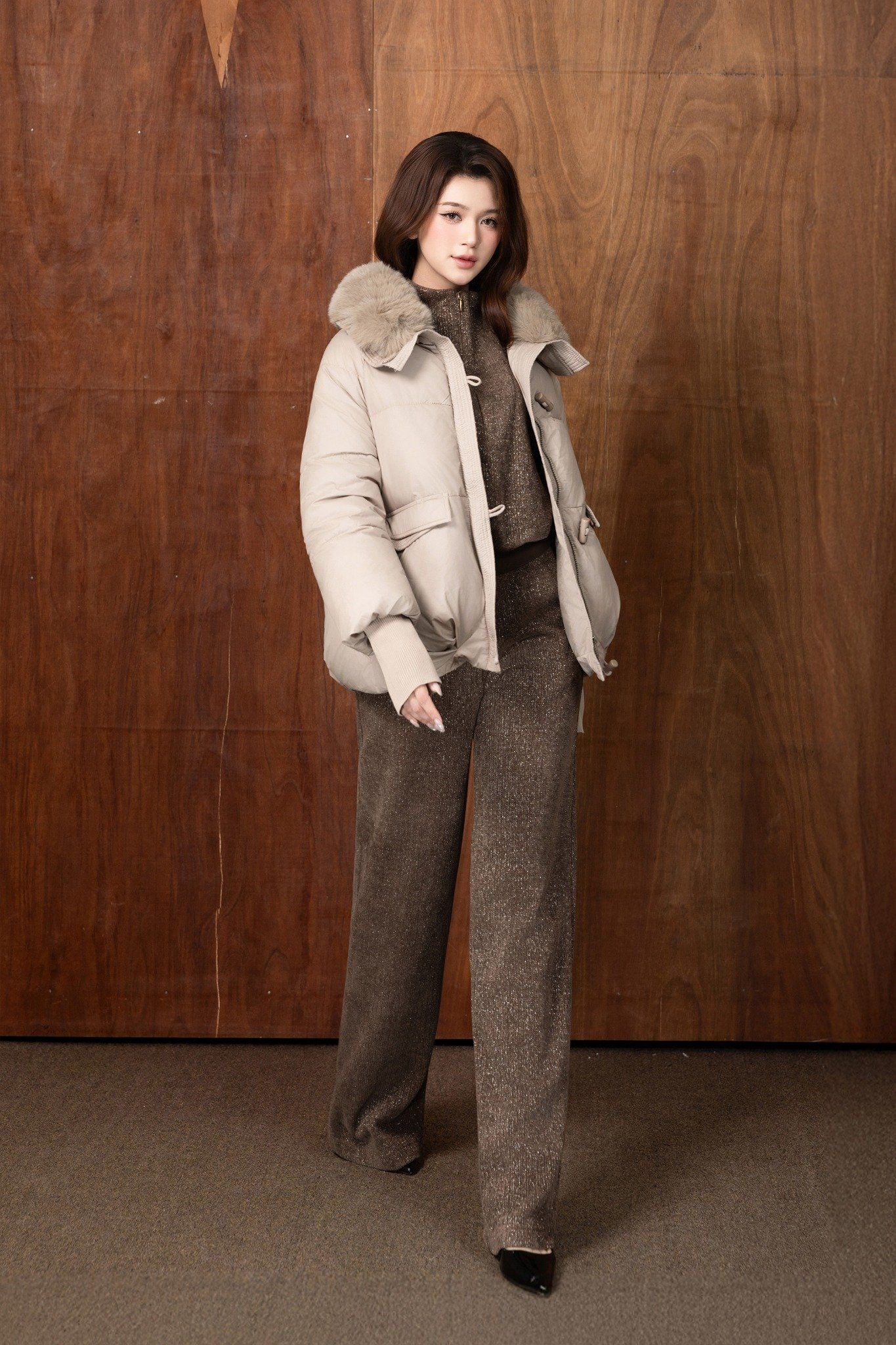 ÁO KHOÁC PHAO CỔ LÔNG AK66032