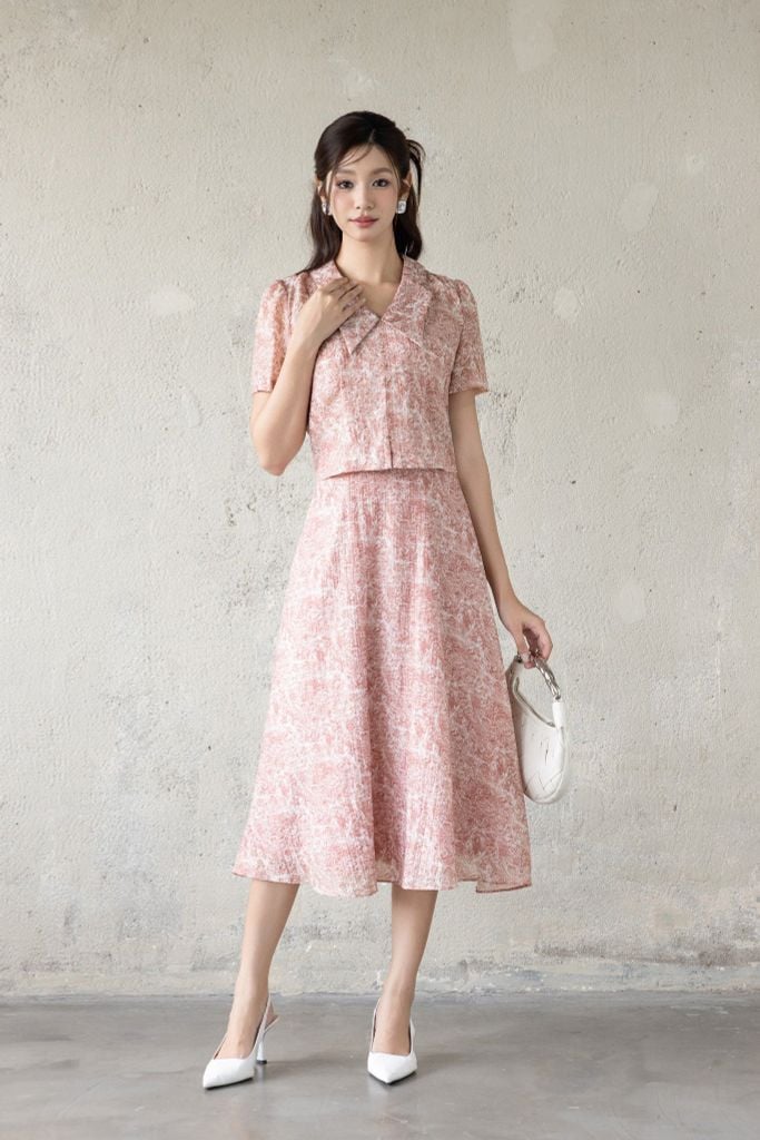 ĐẦM HOẠ TIẾT CỔ BẺ D05262