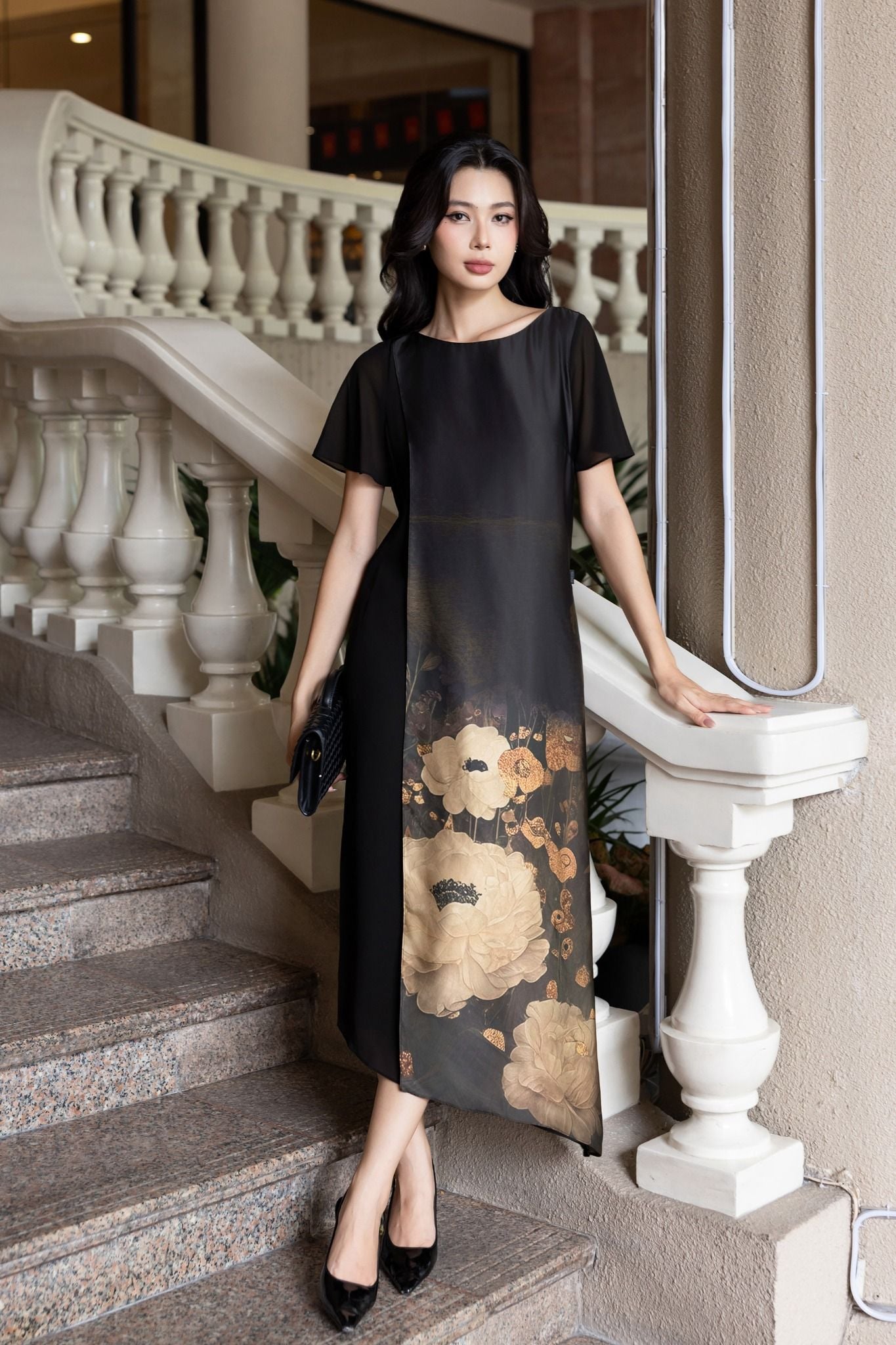 ĐẦM LỤA IN HOA D03962