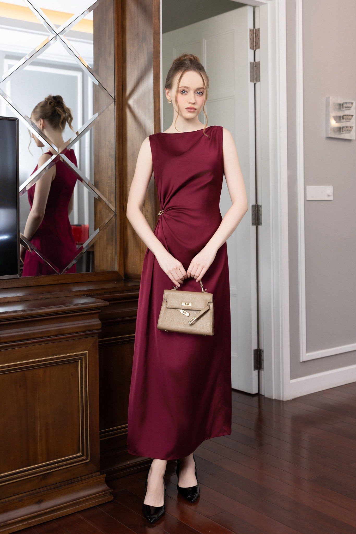 ĐẦM LỤA NHÚN EO D07472