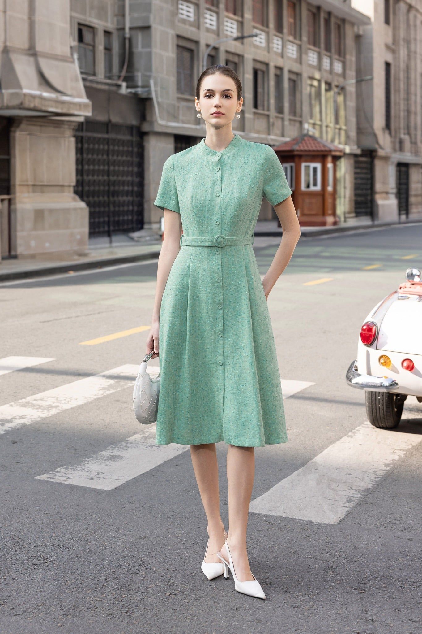 ĐẦM XANH PHỐI KHUY BỌC D08472