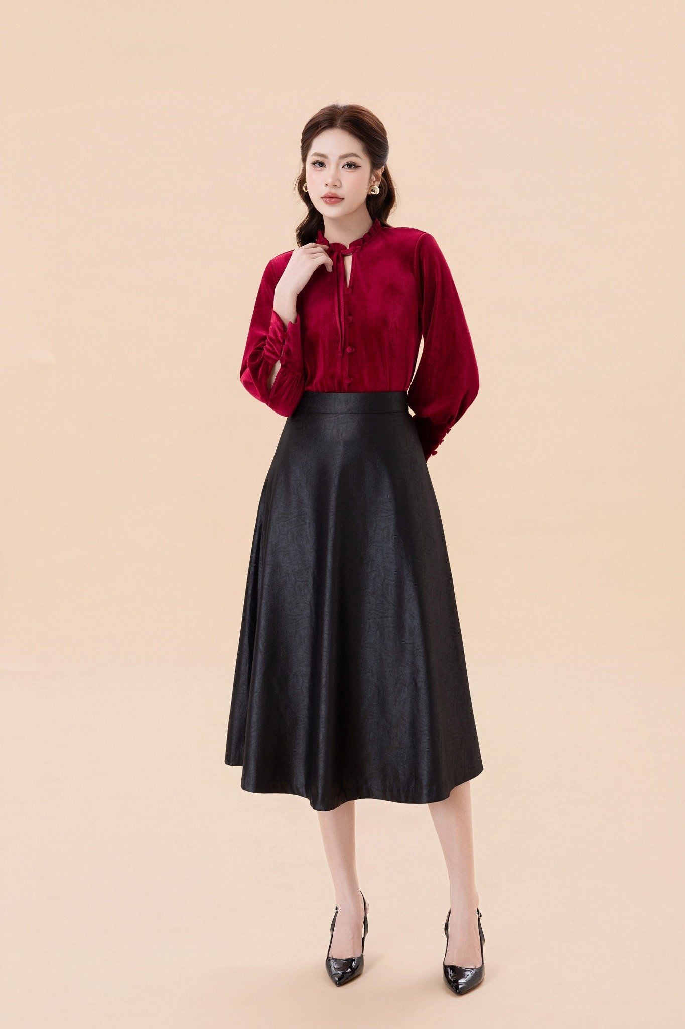 CHÂN VÁY MIDI DA Z07272