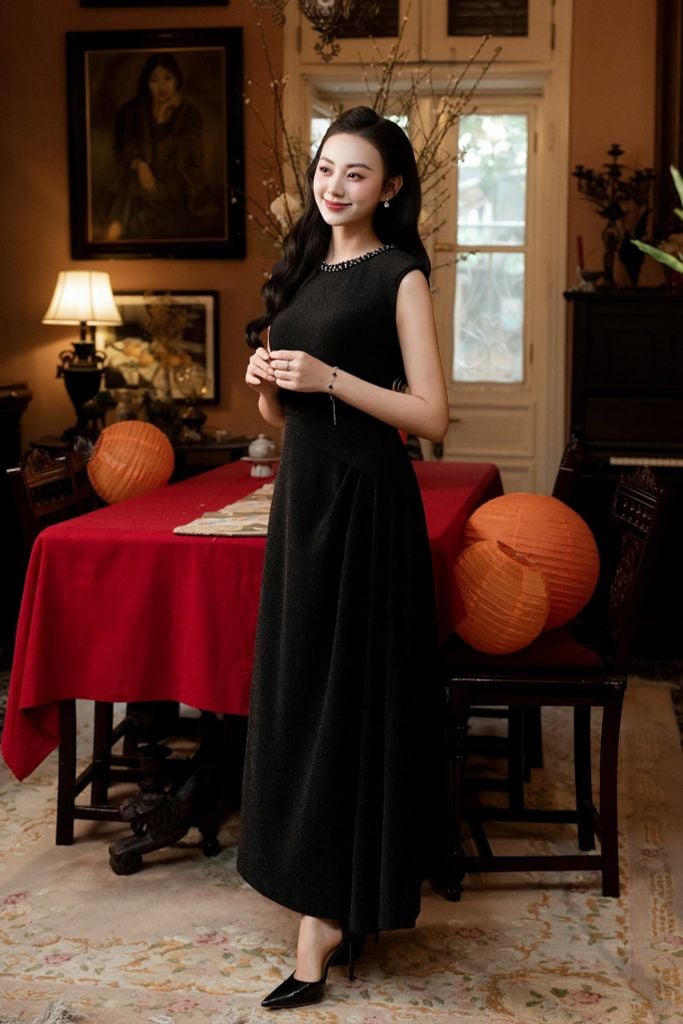 ĐẦM TIỆC ĐÍNH CƯỜM D09022