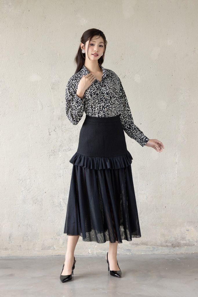 CHÂN VÁY MIDI PHỐI BÈO Z04612