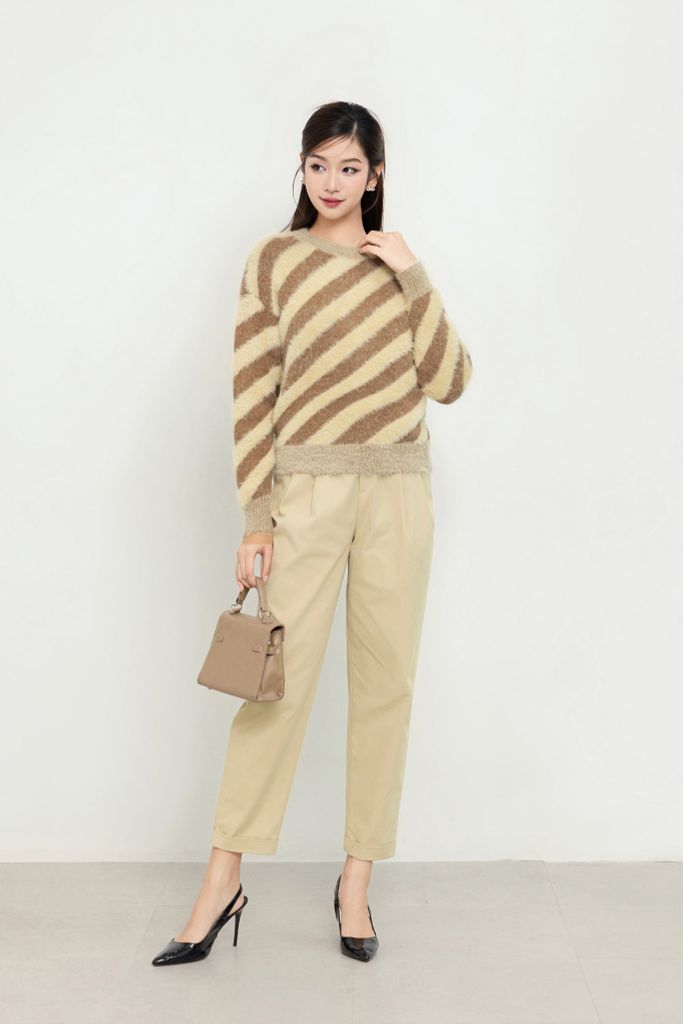 ÁO LEN KẺ NÂU AL62432