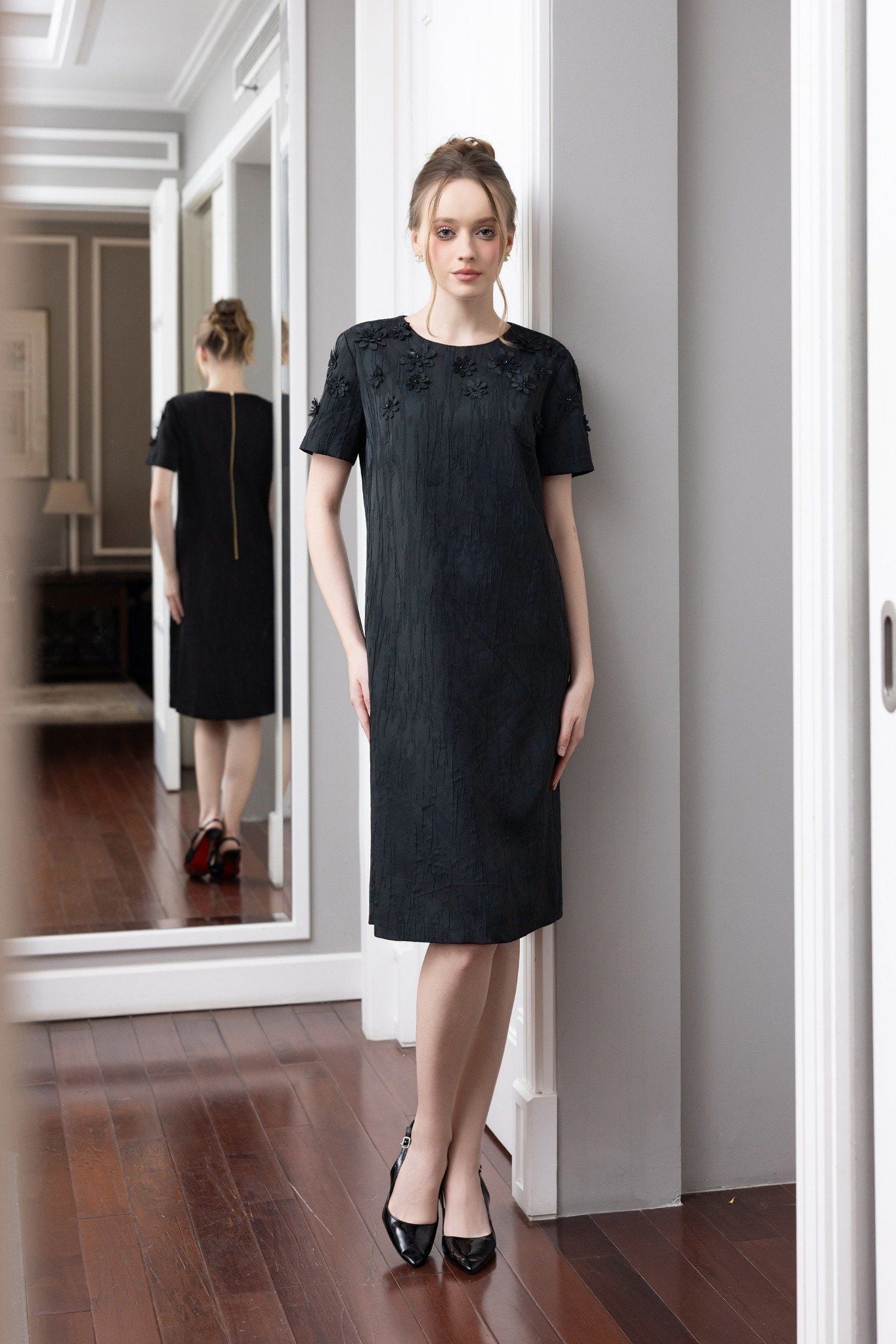 ĐẦM SUÔNG ĐÍNH HOA NỔI D06902