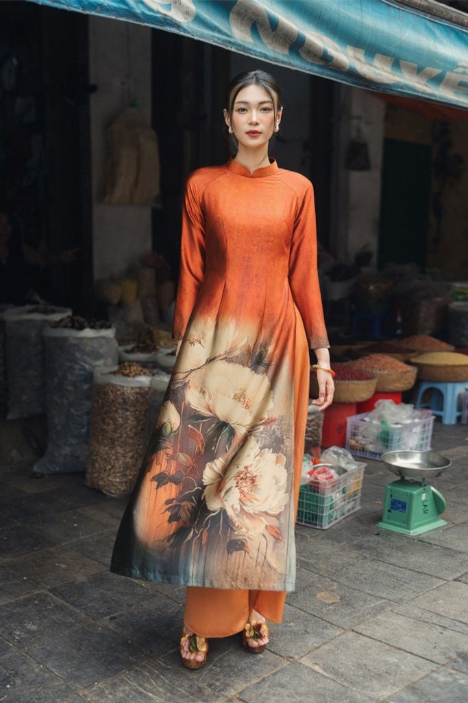 ÁO DÀI IN HOA AD03322