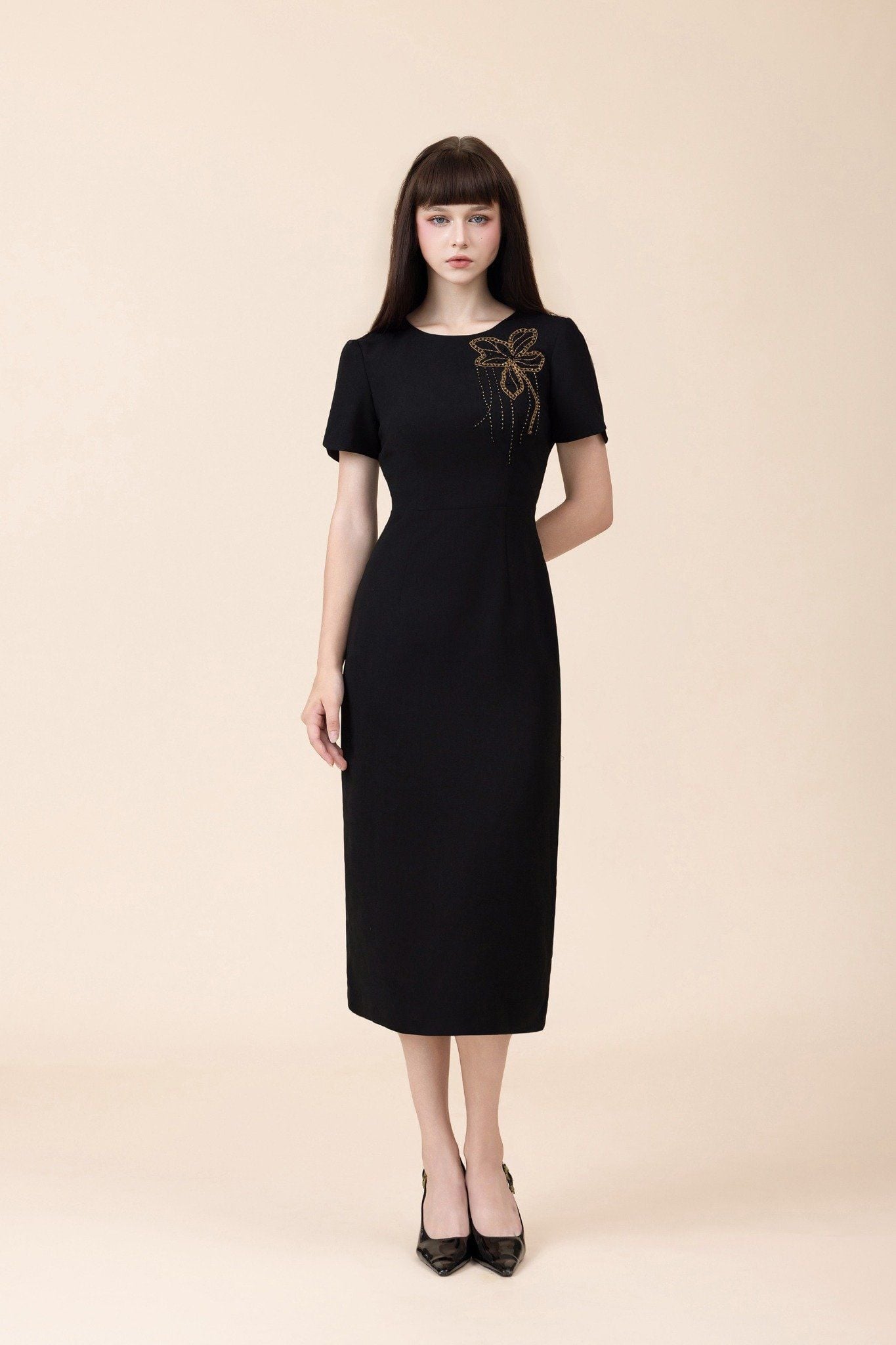 ĐẦM THIẾT KẾ ĐÍNH CƯỜM D03012