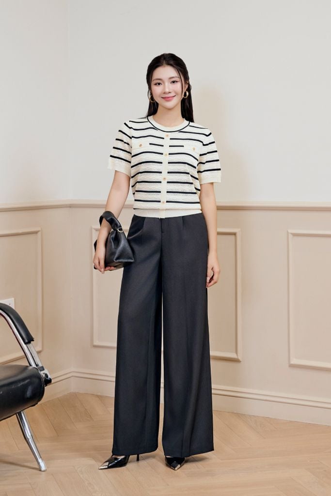 ÁO LEN KẺ NGẮN TAY AL62082