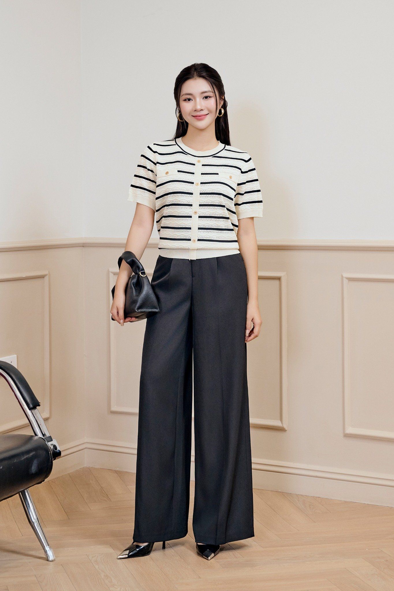 ÁO LEN KẺ NGẮN TAY AL62082