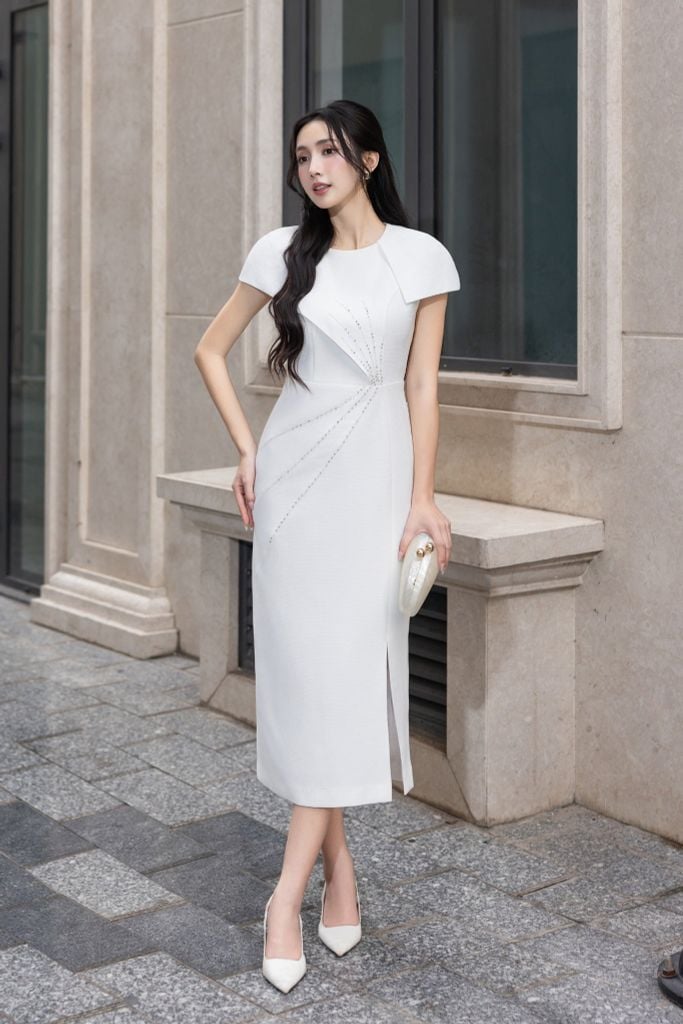 ĐẦM TRẮNG ĐÍNH ĐÁ D05762