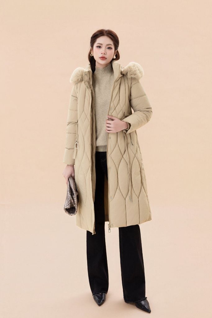 ÁO PHAO DÁNG DÀI MŨ LÔNG AK66012