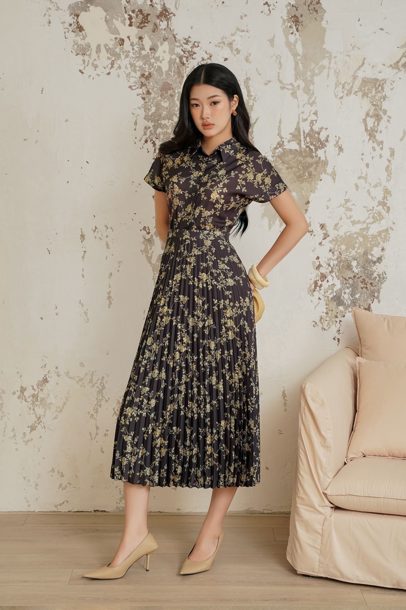 ĐẦM LỤA HOA D03632