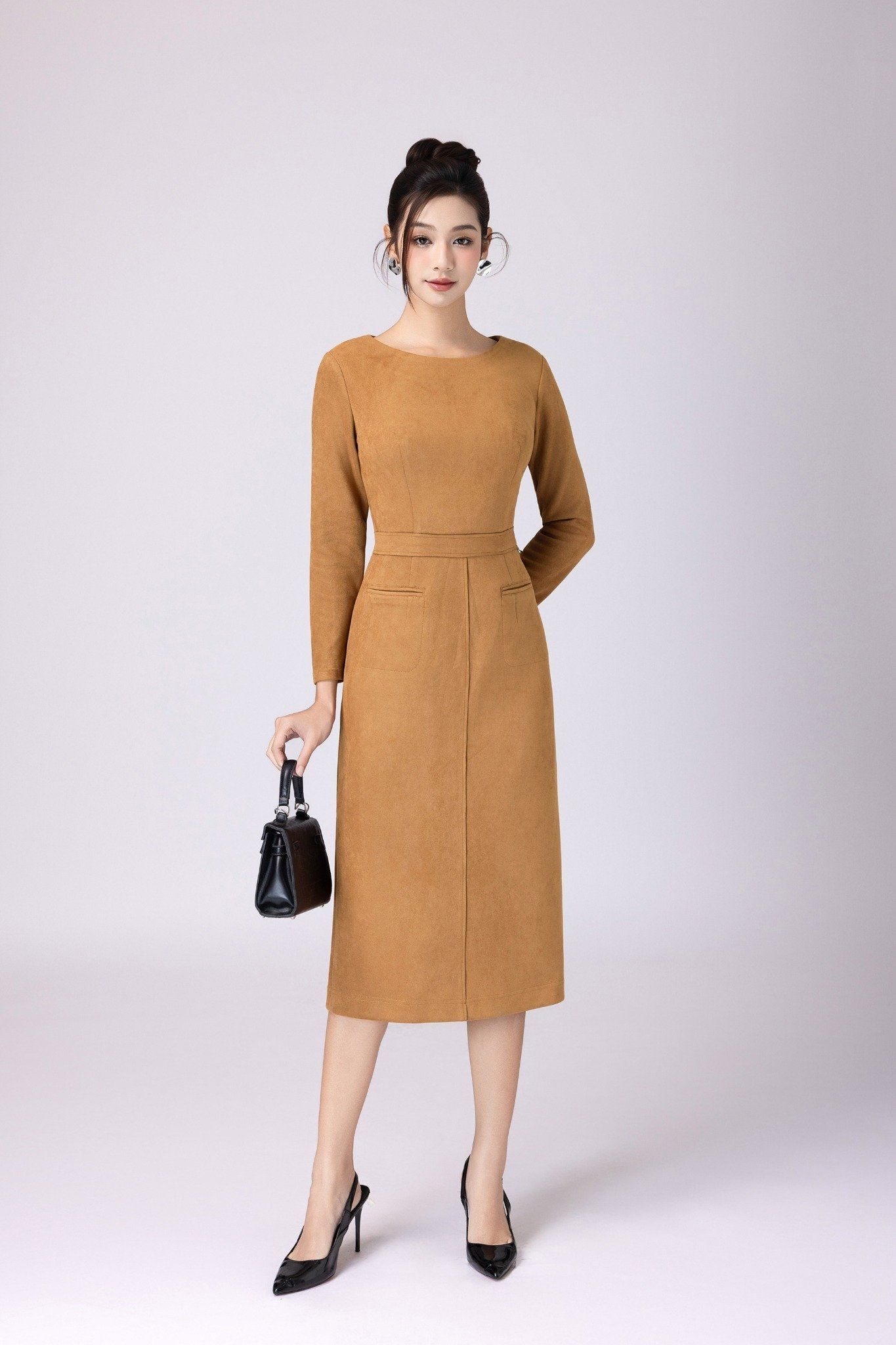 ĐẦM DA LỘN NÂU D06132