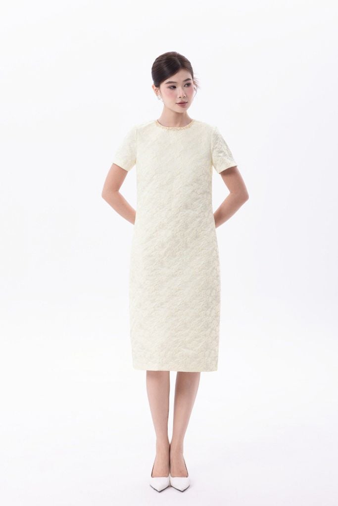 ĐẦM SUÔNG TRẮNG ĐÍNH CƯỜM D05372