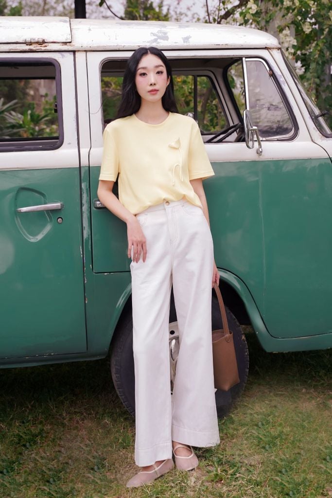 ÁO PHÔNG VÀNG ĐÍNH HOA NỔI TS60192