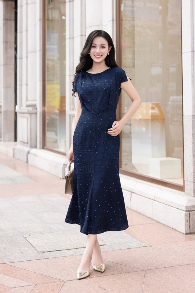 ĐẦM LỤA CHẤM BI D10822