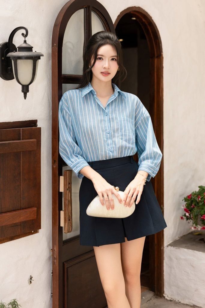 SƠ MI XANH KẺ SM00312