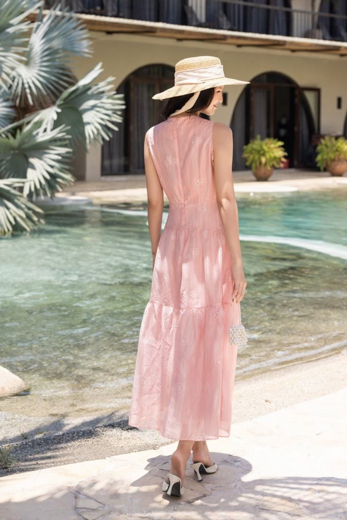  keonhacai MAXI HỒNG THÊU HOA D00172 