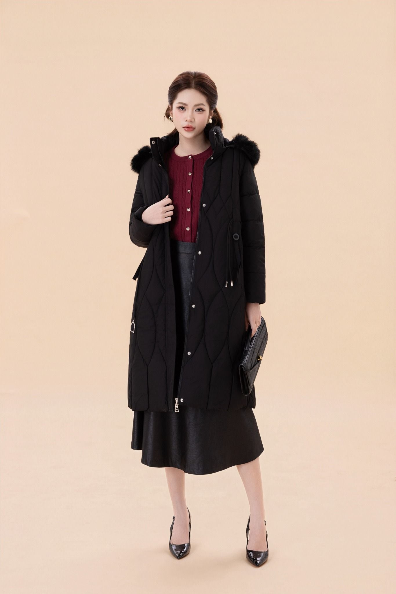 ÁO PHAO DÁNG DÀI MŨ LÔNG AK66012