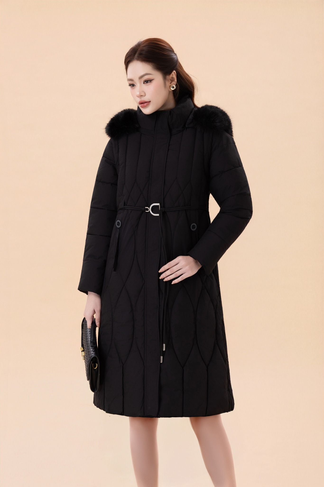 ÁO PHAO DÁNG DÀI MŨ LÔNG AK66012